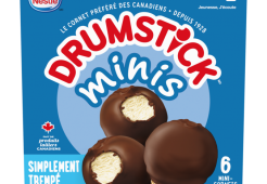 DRUMSTICK Minis Simply Dipped Cônes du désert surgelés à la vanille, emballage multiple, 6 x 60 ml.