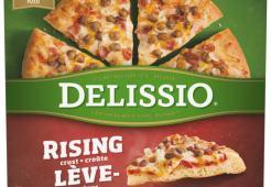 DELISSIO Rising Crust Bacon Cheeseburger Pizza, 801 grams.