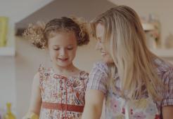 Mother and daughter working together